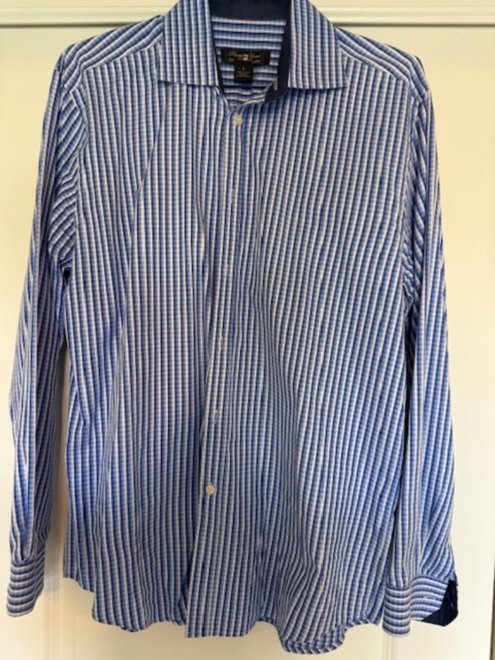 Refined Blue Stripe Pronto Uomo Slim-Fit Dress Shirt - Picture 2 of 5